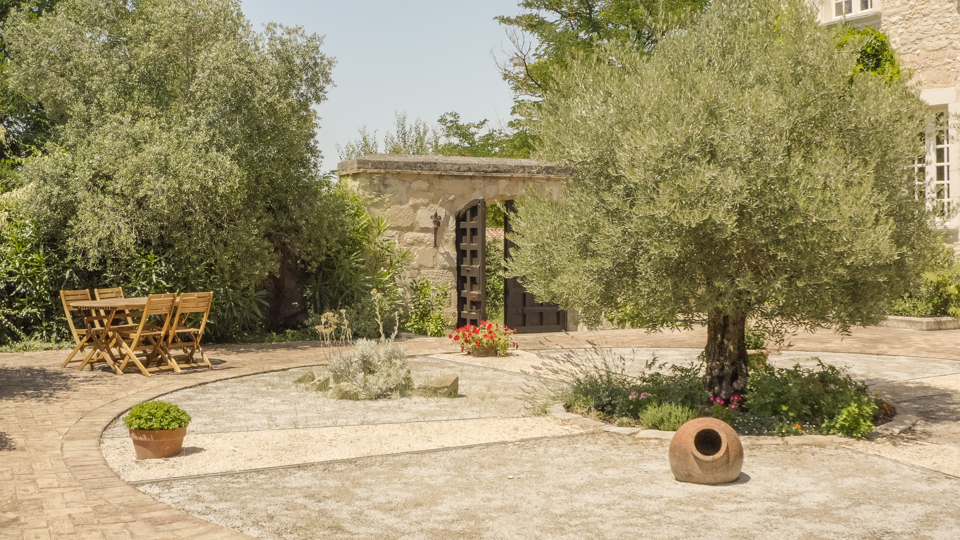 Courtyard with olive trees